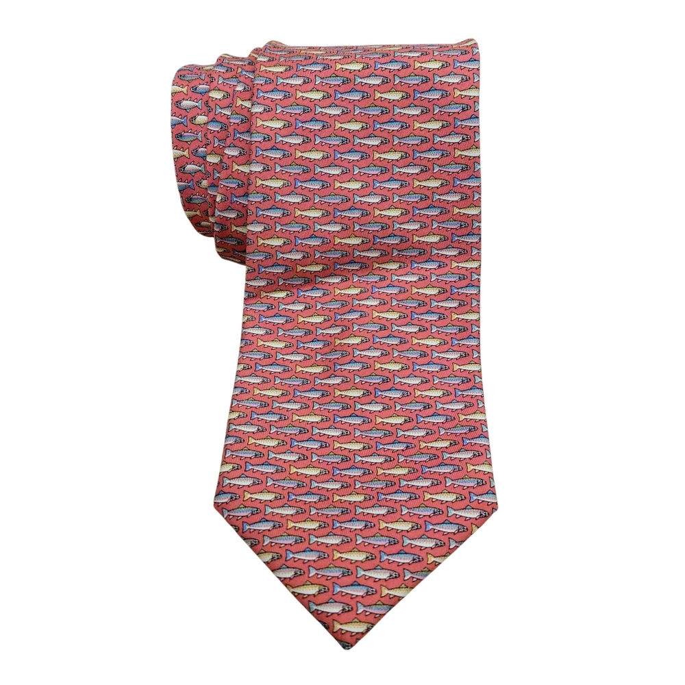 Vineyard Vines Martha's Vineyard Handmade Fish Detail Silk Tie